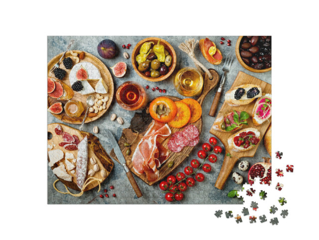 Puzzle 1000 Teile „Vorspeisentisch mit italienischen Antipasti“