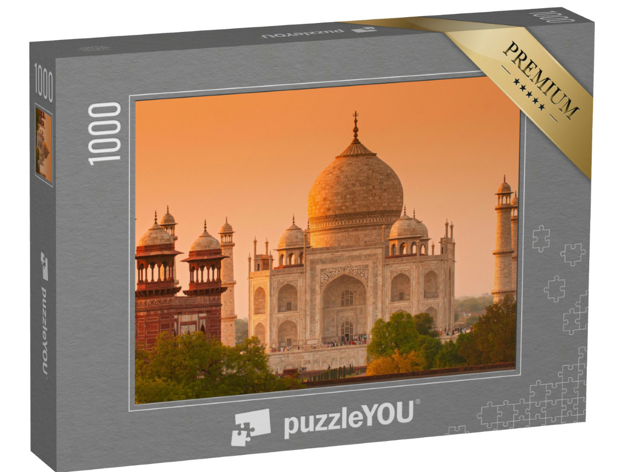 Puzzle 1000 Teile „Taj Mahal bei Sonnenaufgang, Agra, Uttar Pradesh, Indien“