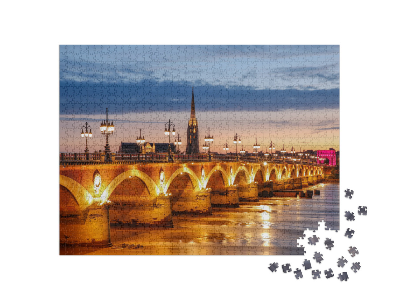 Puzzle 1000 Teile „Pont de Pierre in Bordeaux, Frankreich“