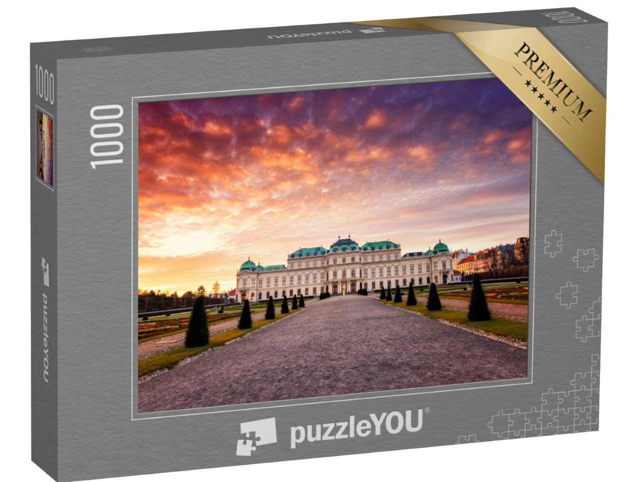 Puzzle 1000 Teile „Sonnenaufgang am Schloss Belvedere in Wien, Österreich“