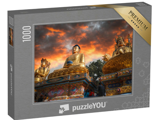 Puzzle 1000 Teile „Swayambhunath: goldene Buddha-Statue in Kathmandu, Nepal“