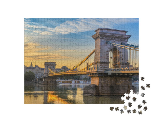 Puzzle 1000 Teile „Sonnenaufgang an der Kettenbrücke in Budapest, Ungarn“