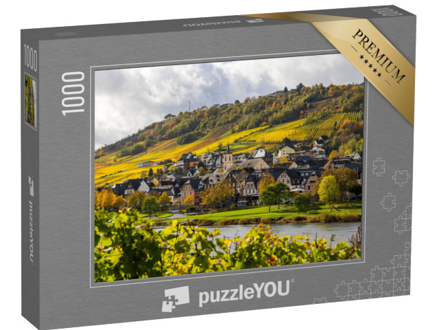 Puzzle 1000 Teile „Mosellandschaft und Weinberge in goldenen Herbstfarben, Deutschland“