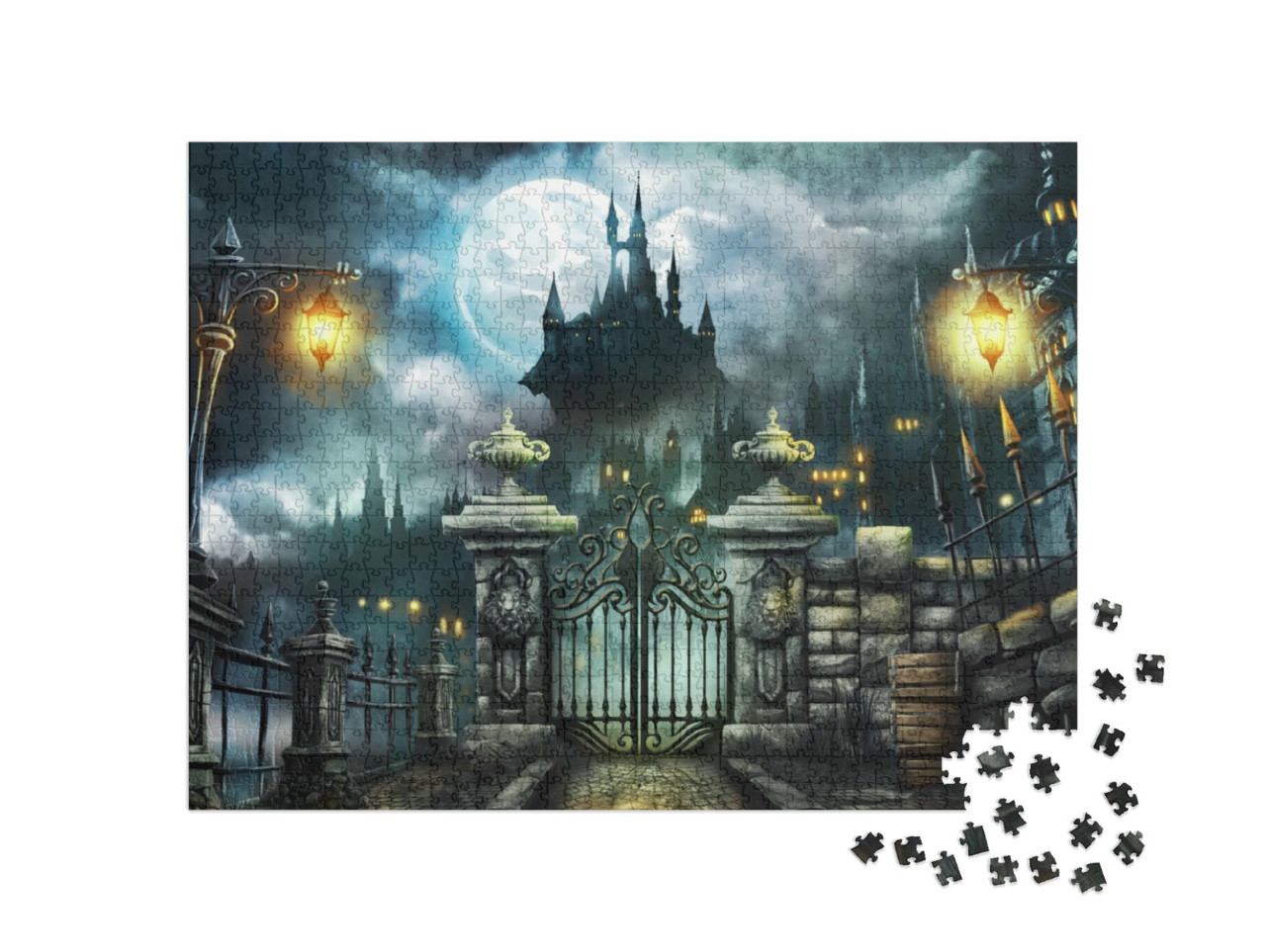 Puzzle 1000 Teile „Illustration: Halloween-Schloss“