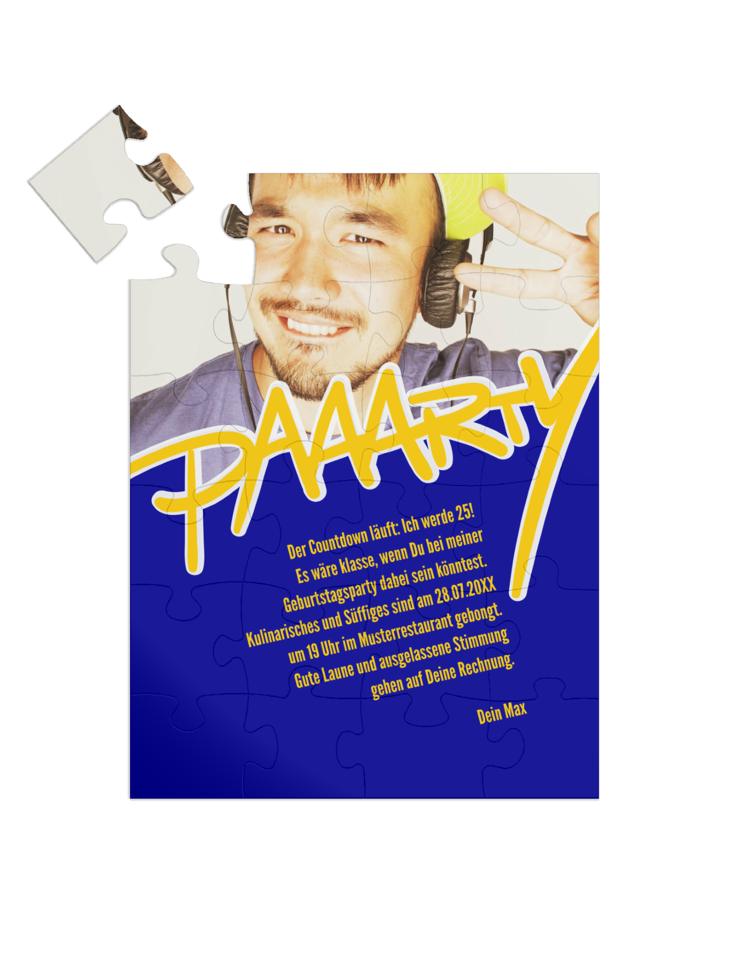 "PAAARTY" in Hochformat nachtblau