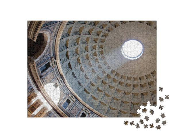 Puzzle 1000 Teile „Der Lichtstrahl im Inneren des Pantheons in Rom“