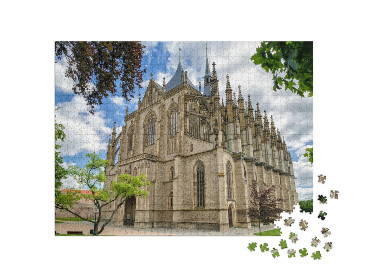 Puzzle 1000 Teile „St. Barbara römisch-katholische Kirche in der Stadt Kutna Hora, Tschechische Republik“