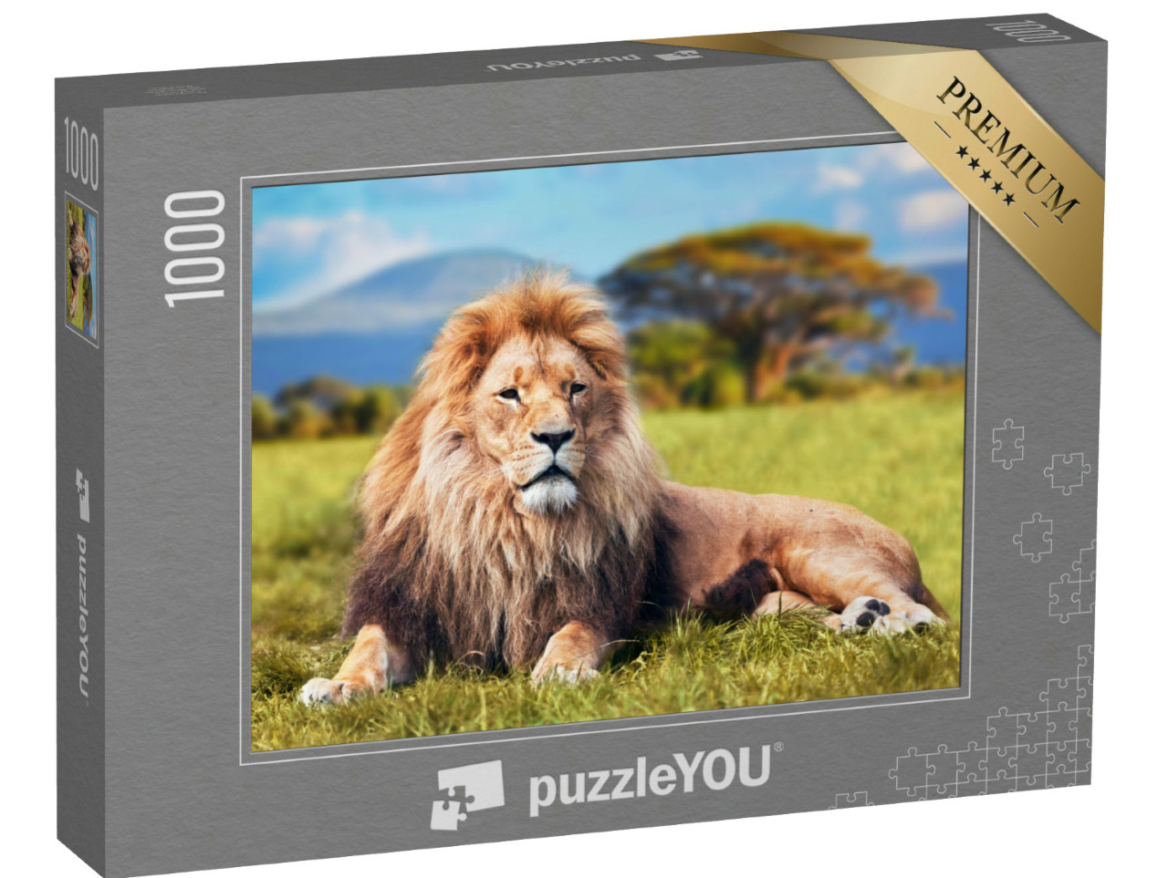 Puzzle 1000 Teile „Großer Löwe im Savannengras“