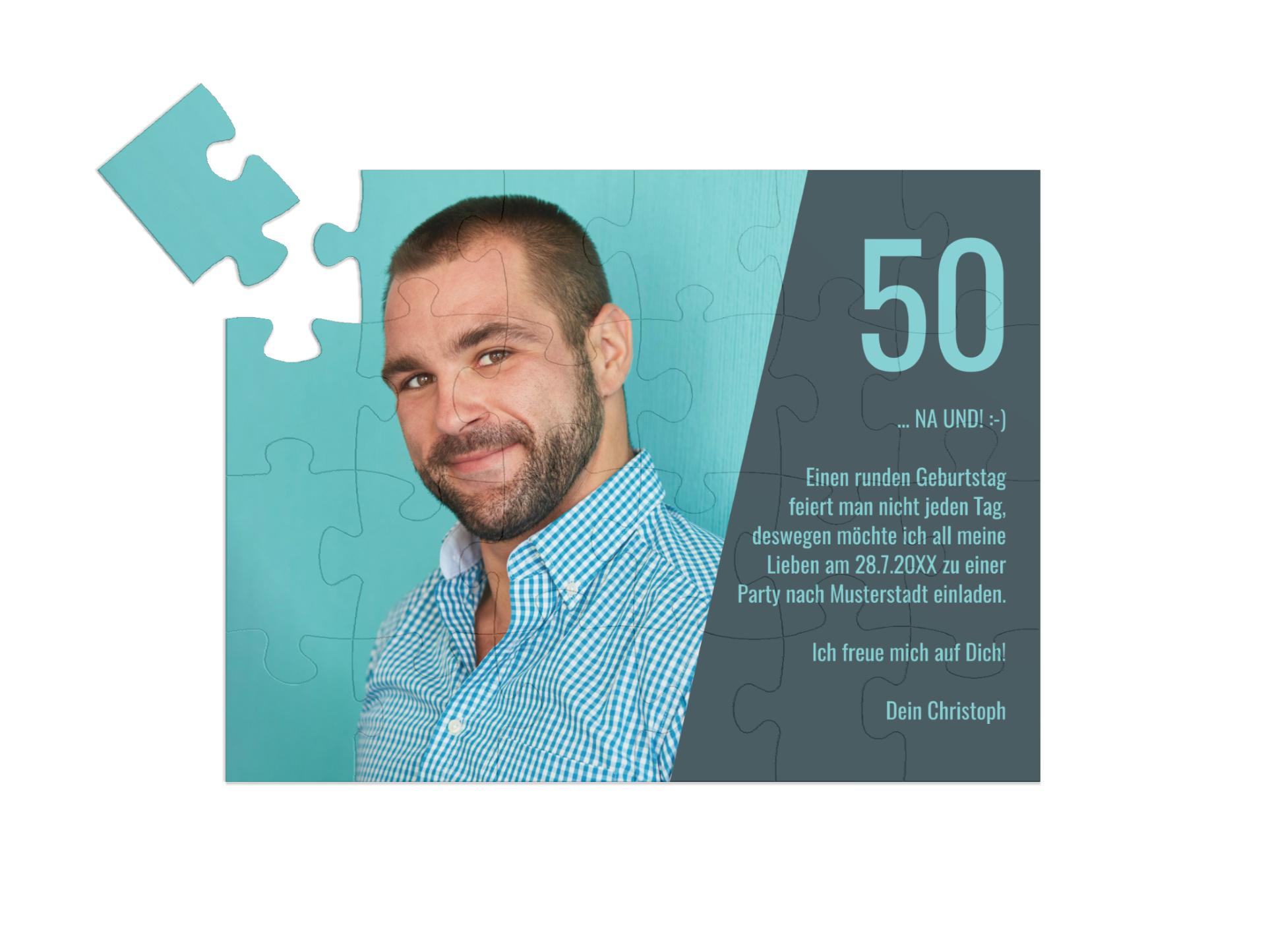 "Großartige 50" in Querformat dunkelgrau