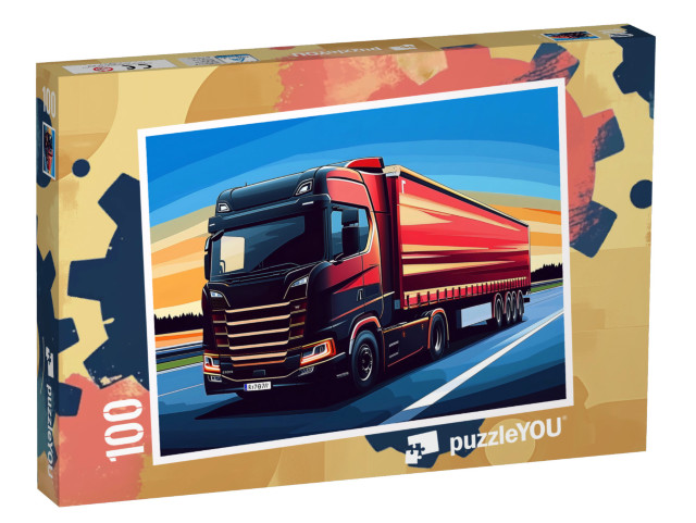 Puzzle 100 Teile „Brummis auf großer Tour“