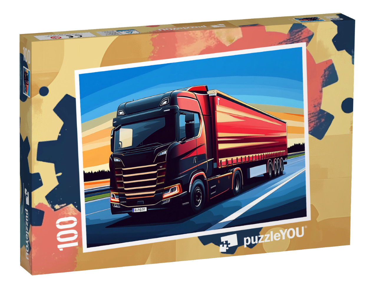 Puzzle 100 Teile „Brummis auf großer Tour“