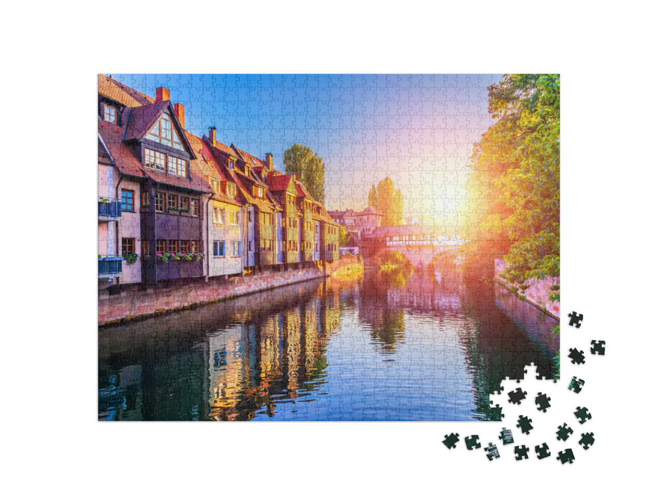 Puzzle 1000 Teile „Sonnenuntergang über der Altstadt von Nürnberg, Deutschland“