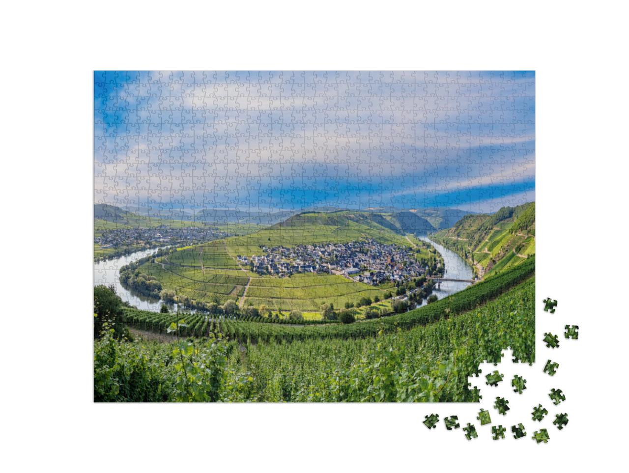 Puzzle 1000 Teile „Moselschleife bei Leiwen, Trittenheim, Deutschland“