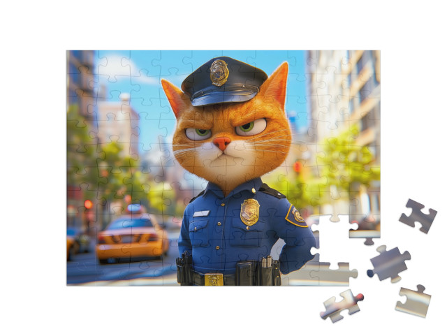 Puzzle 100 Teile „Der Polizeikater lässt die Handschellen klicken“