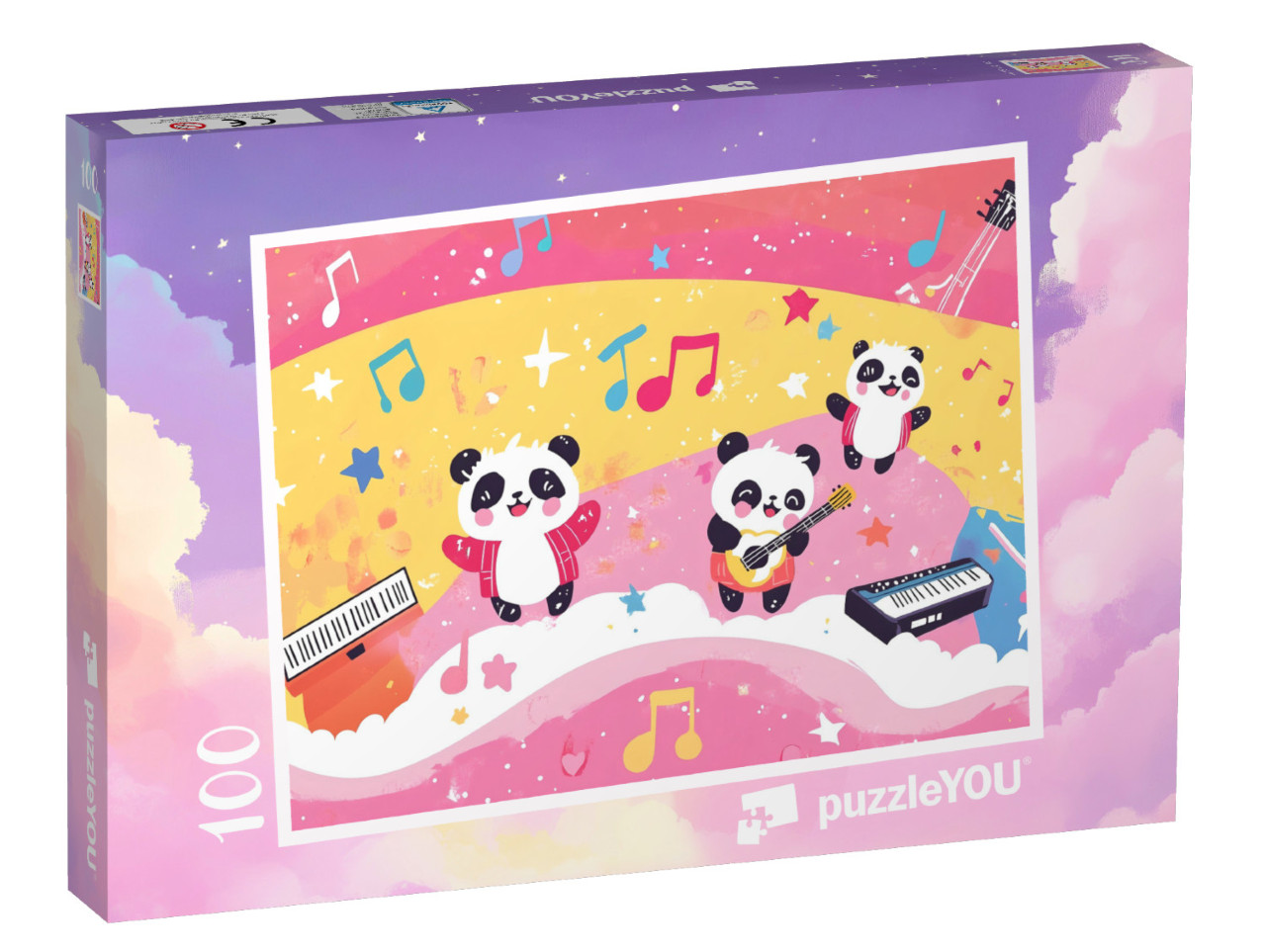 Puzzle 100 Teile „Die Panda-Band rockt die Party“