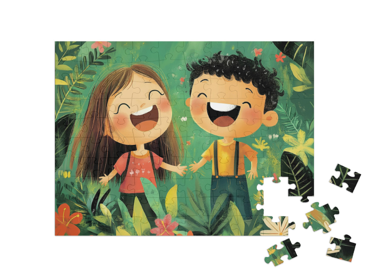 Puzzle 100 Teile „Durch die Wildnis wandern“