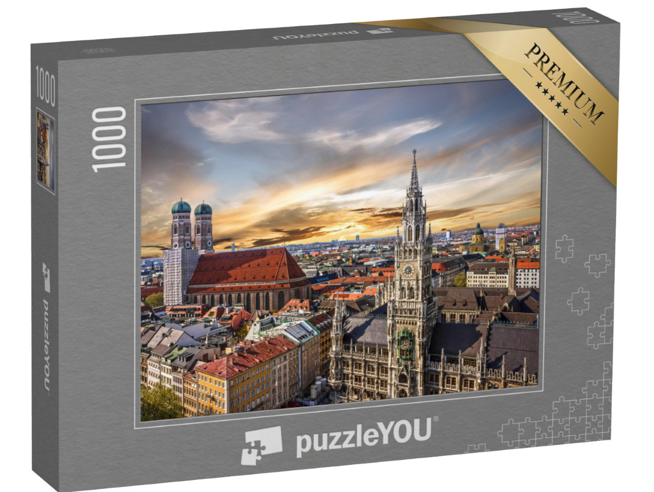 Puzzle 1000 Teile „Sonnenuntergang über München, Deutschland“