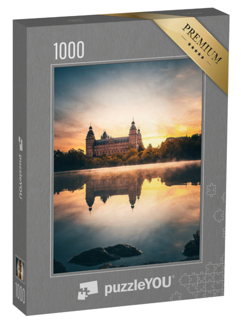 Puzzle 1000 Teile „Sonnenaufgang über der Johannisburg in Aschaffenburg, Deutschland“