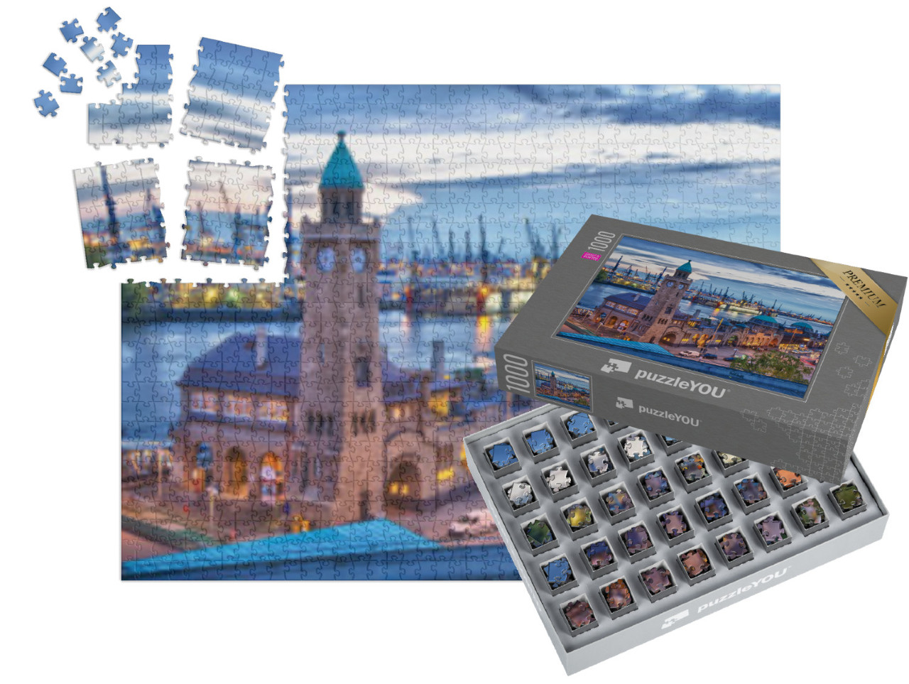 Puzzle „Hamburger Hafen, Deutschland“ | SMART SORTED® 1000 Teile