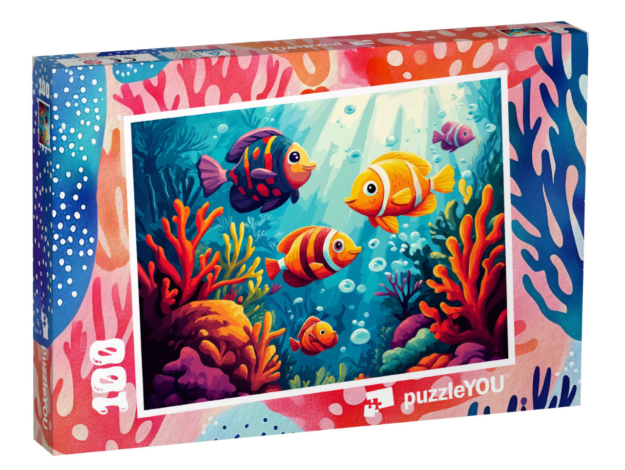Puzzle 100 Teile „Bunte Fische im Korallenriff“