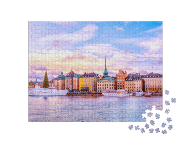 Puzzle 1000 Teile „Panorama von Gamla Stan, Altstadt von Stockholm, Schweden“