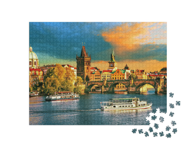 Puzzle 1000 Teile „Prag an der Moldau, Tschechien“