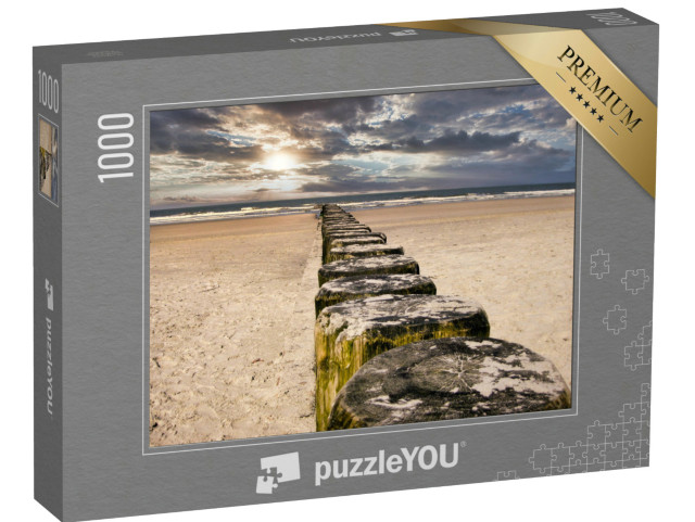 Puzzle 1000 Teile „Buhnen an einem Sandstrand auf einer Nordseeinsel“