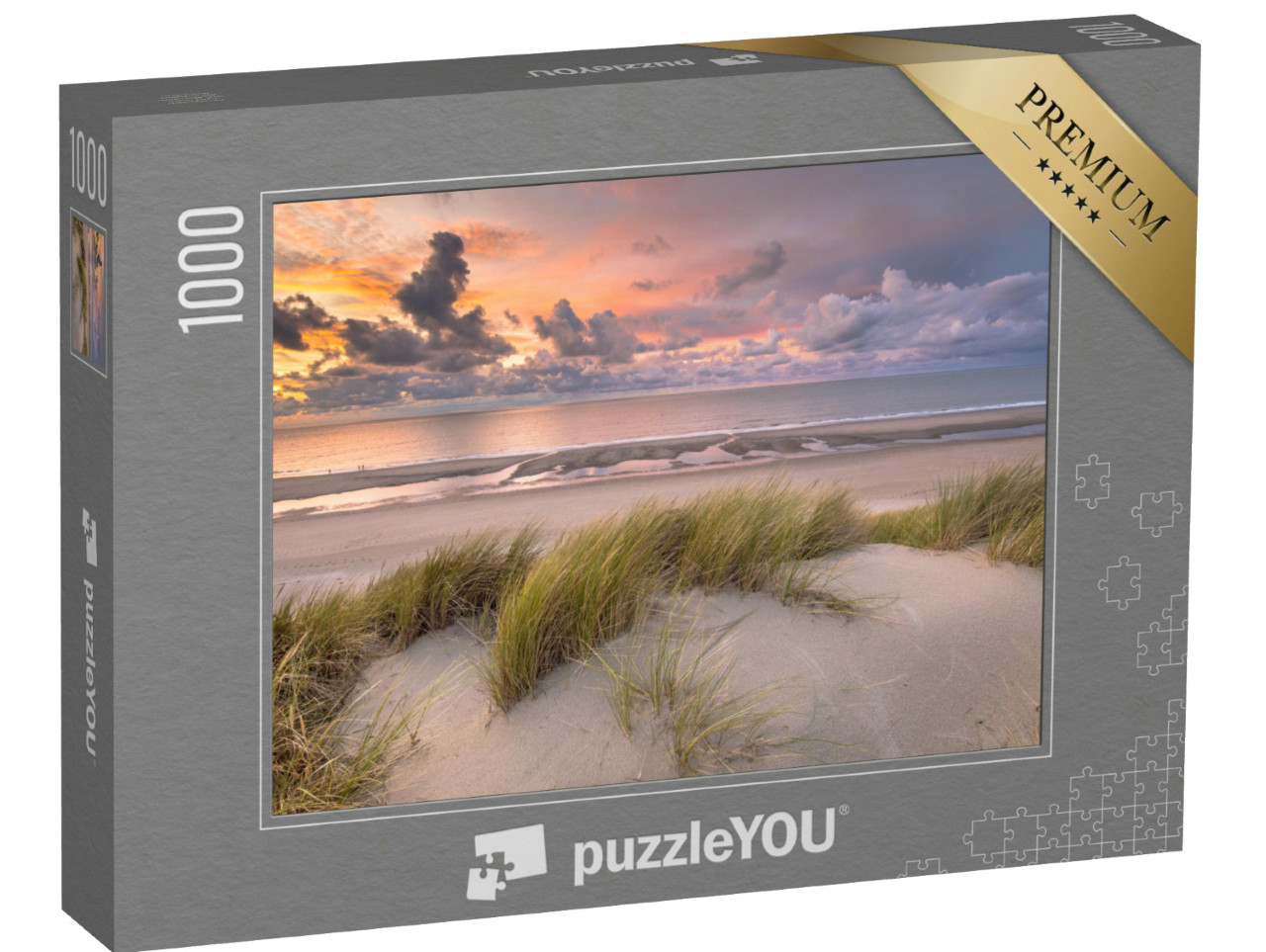 Puzzle 1000 Teile „Sonnenuntergang über den Dünen von Zeeland, Niederlande“