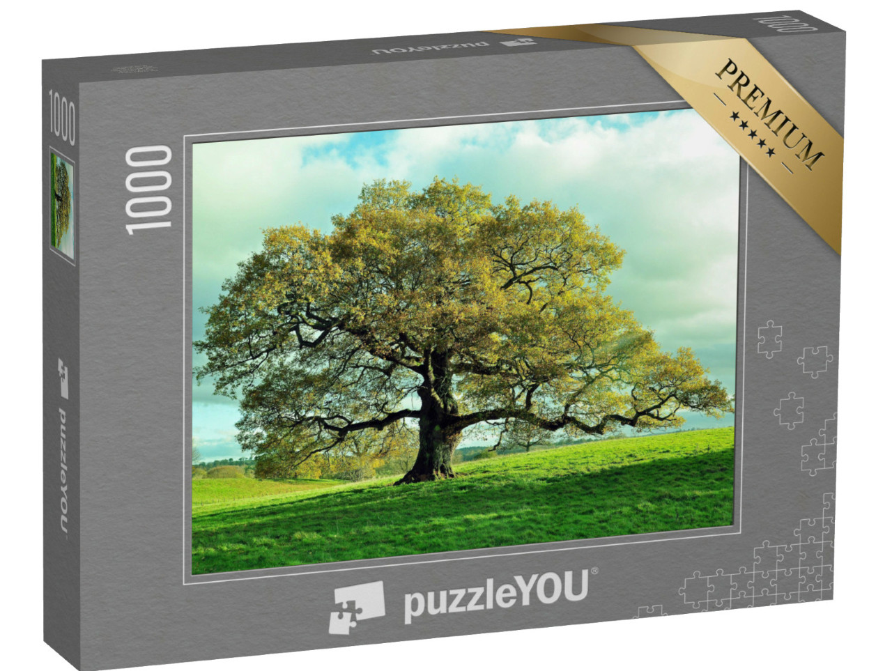 Puzzle 1000 Teile „Alte Eiche auf einer englischen Wiese“