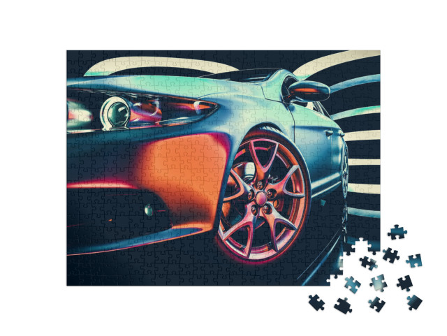 Puzzle 500 Teile „Moderne Autos stehen im Ausstellungsraum“