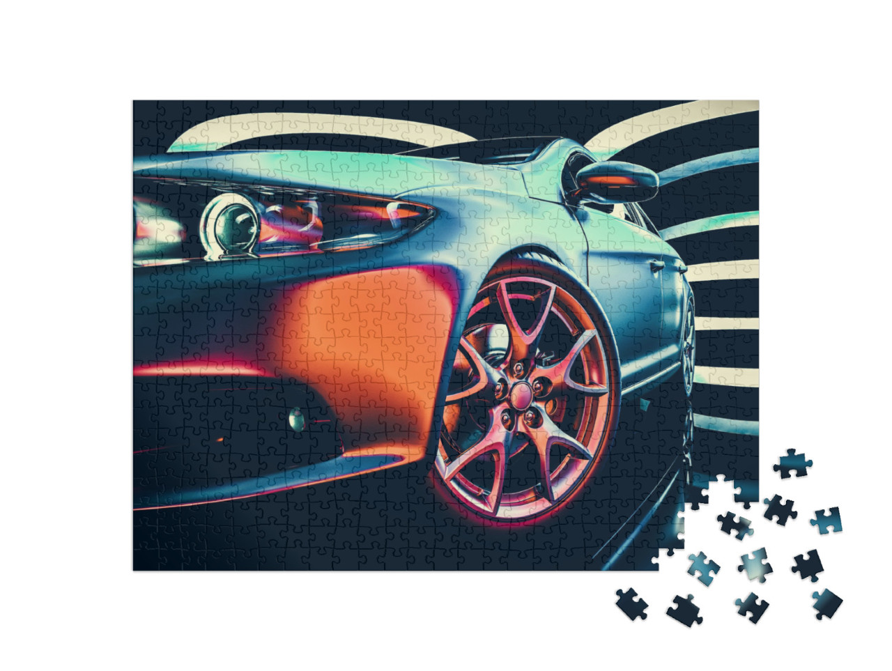 Puzzle 500 Teile „Moderne Autos stehen im Ausstellungsraum“