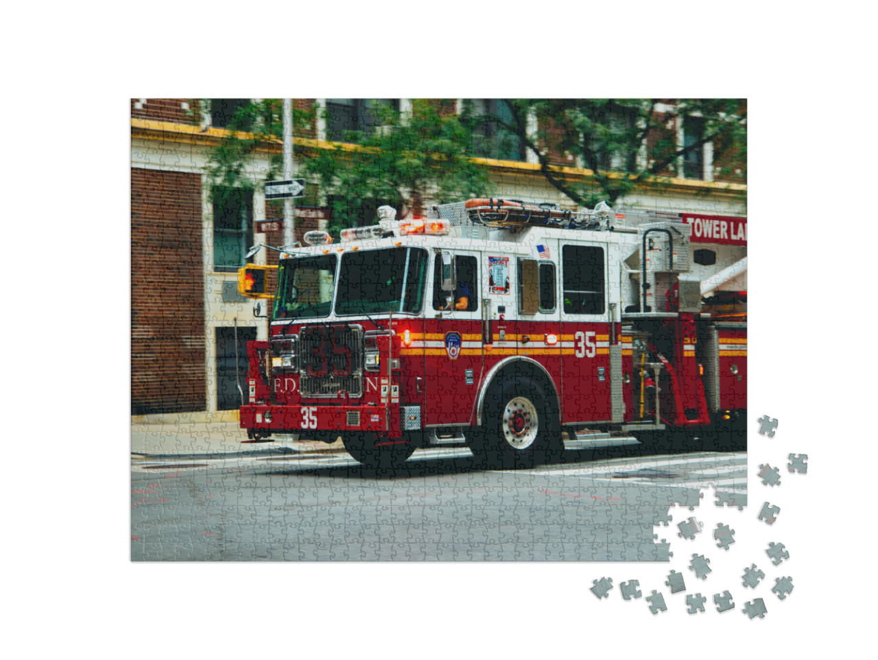 Puzzle 1000 Teile „Feuerwehrauto in New York City“