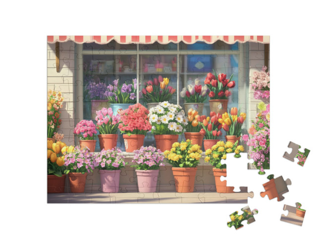 Puzzle 100 Teile „Bunte Blumen im kleinen Laden“