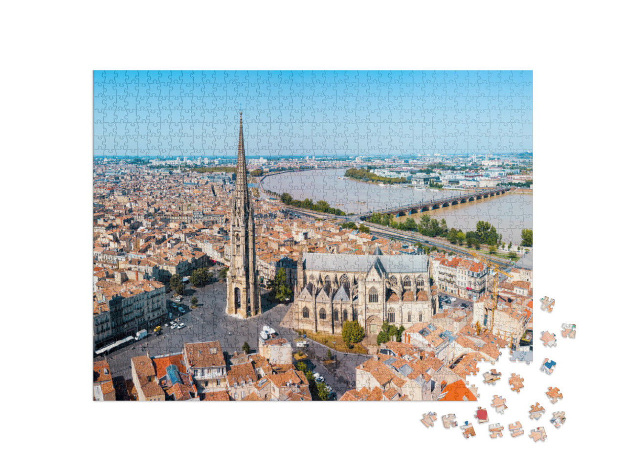 Puzzle 1000 Teile „Panoramablick auf Bordeaux in Frankreich“