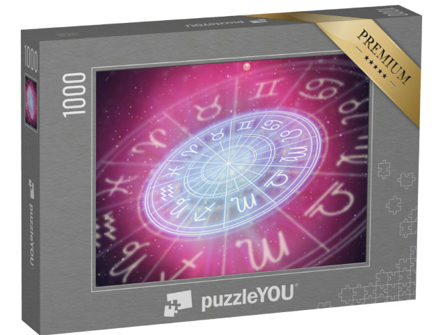 Puzzle 1000 Teile „Astrologische Zeichen des Tierkreises, Horoskop, Sternenhimmel“
