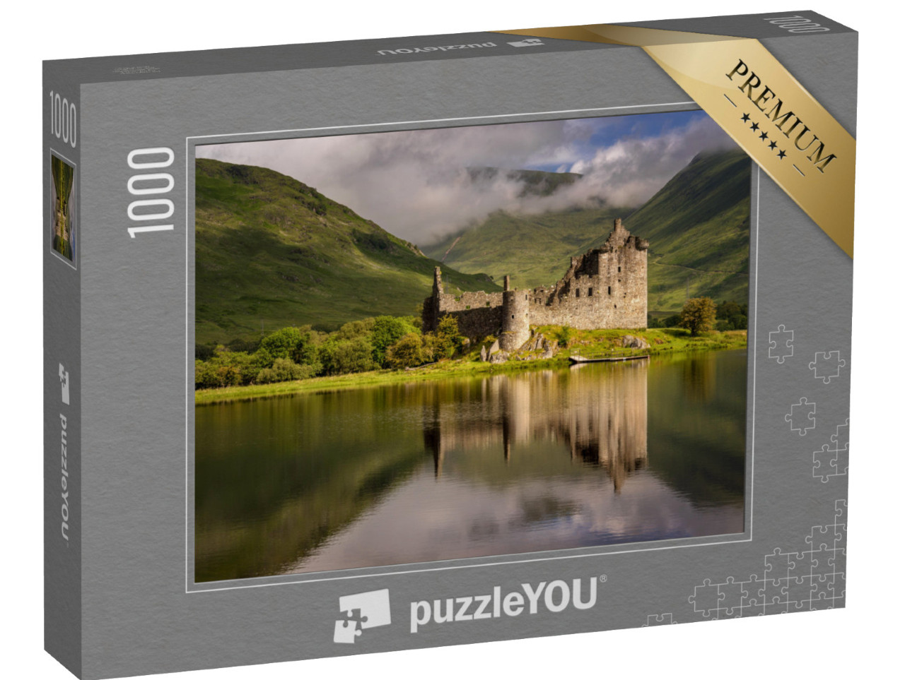 Puzzle 1000 Teile „Spiegelung von Kilchurn Castle im Loch Awe, Highlands, Schottland“