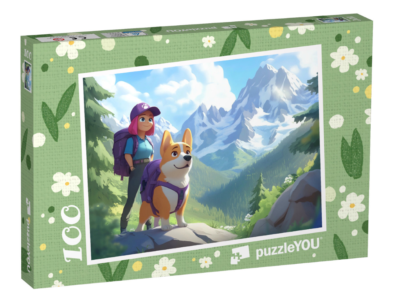 Puzzle 100 Teile „Mit Hund und Rucksack in die Natur“