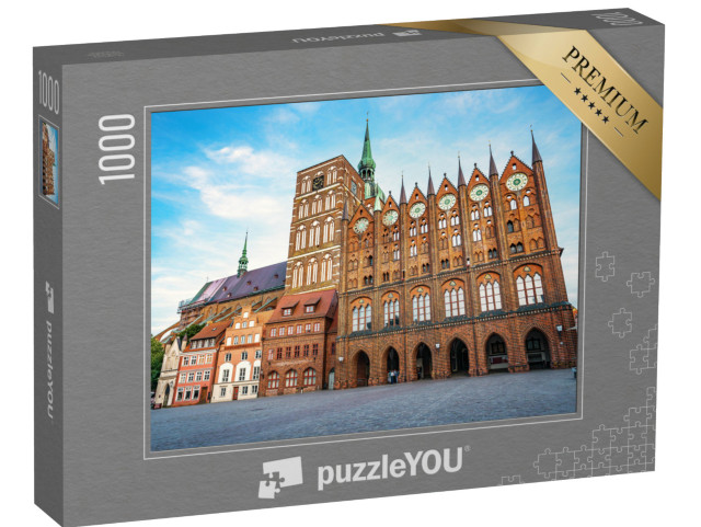 Puzzle 1000 Teile „Hansestadt Stralsund, historisches Rathaus und Nikolaikirche“