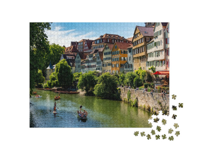 Puzzle 1000 Teile „Stocherkahnfahrt auf dem Neckar bei Tübingen“