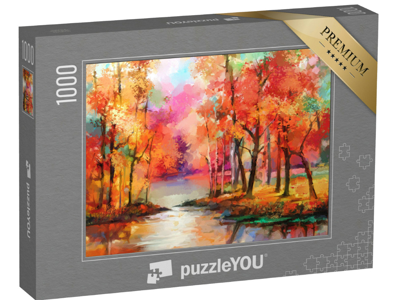 Puzzle 1000 Teile „Ölgemälde:  Bunte Herbstbäume“