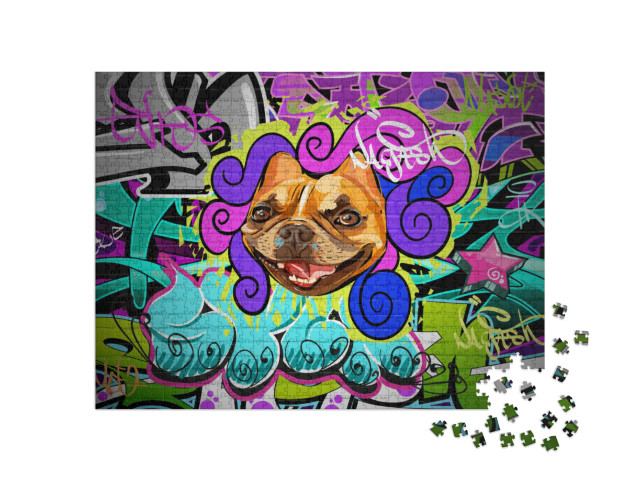 Puzzle 1000 Teile „Graffiti-Kunst: Boxerhund als zentrales Motiv“