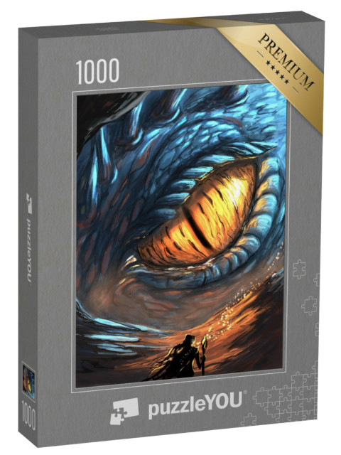 Puzzle 1000 Teile „Orangefarbenes Auge des Drachen“