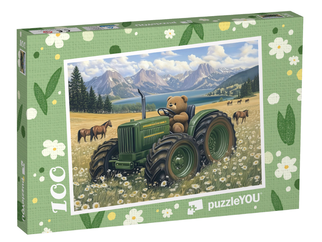 Puzzle 100 Teile „Der lustige Traktor-Bär unterwegs“