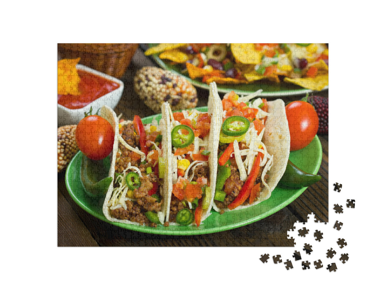 Puzzle 1000 Teile „Frisch zubereitete Rindfleisch-Tacos“