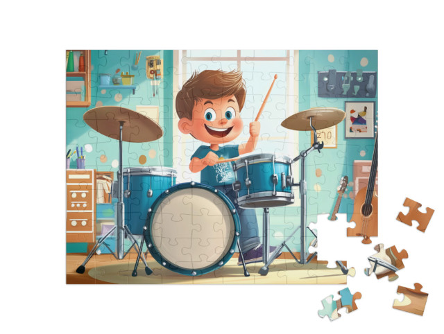 Puzzle 100 Teile „Jimmy macht den Beat am Schlagzeug“