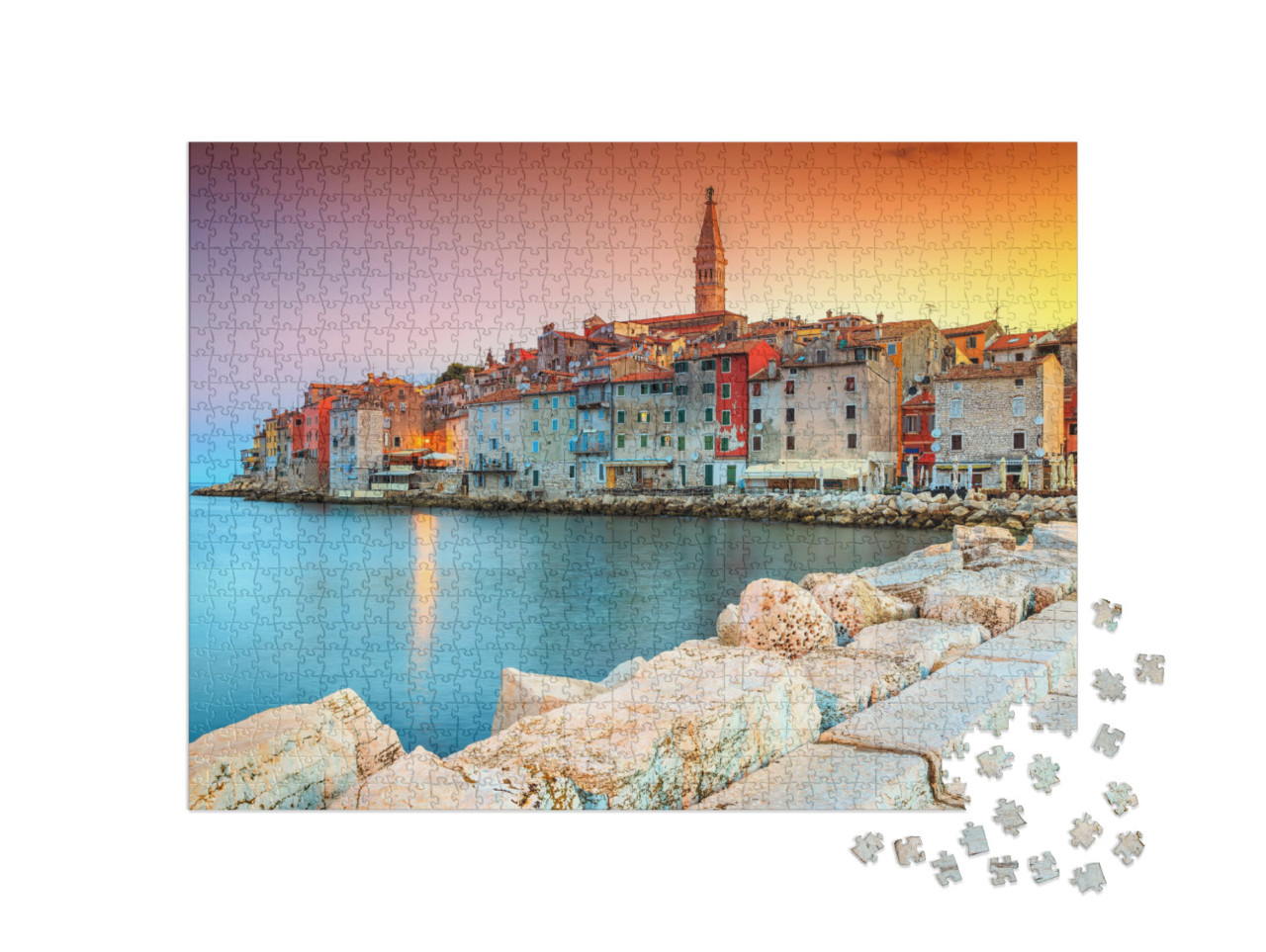 Puzzle 1000 Teile „Romantische Altstadt von Rovinj, Kroatien“