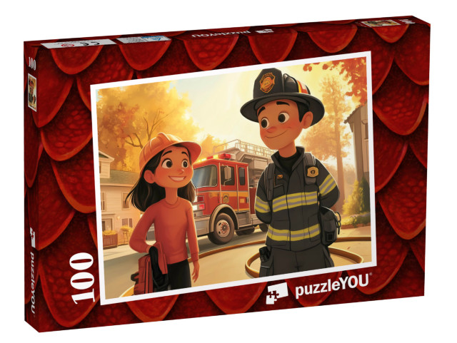 Puzzle 100 Teile „Feuerwehrhelden auf Rettungsmission“