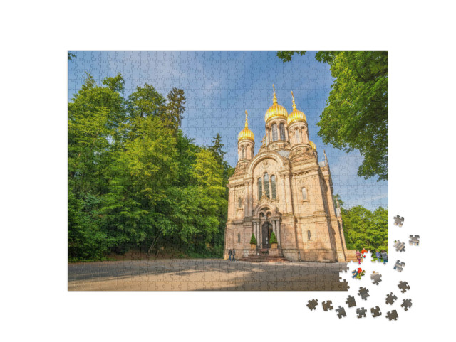 Puzzle 1000 Teile „Russische Kirche auf dem Neroberg in Wiesbaden, Deutschland“