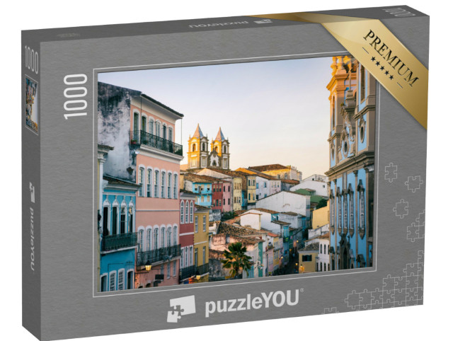 Puzzle 1000 Teile „Abenddämmerung über einem Platz in Pelourinho, in Salvador, Brasilien“