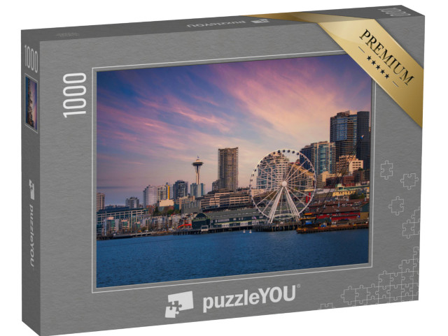 Puzzle 1000 Teile „Downtown Seattle - Skyline mit Riesenrad“